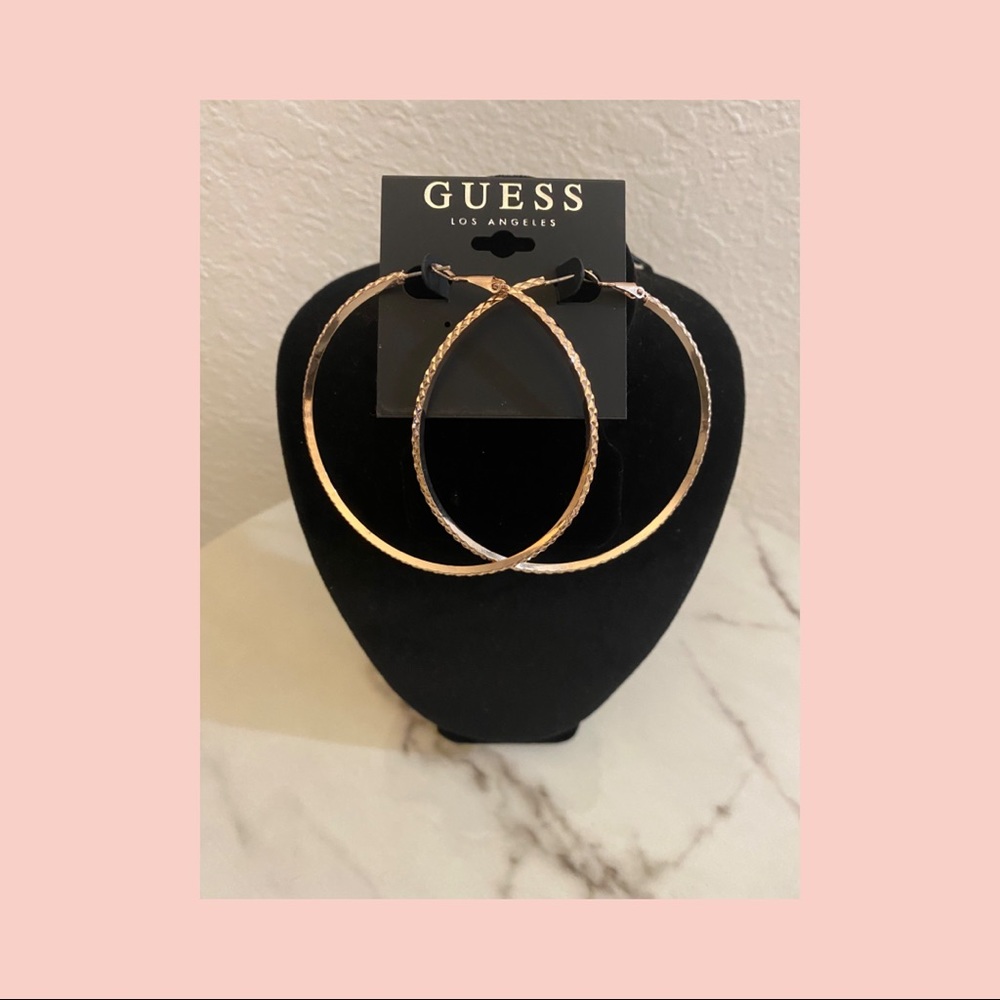 GUESS- rose gold fashion hoops